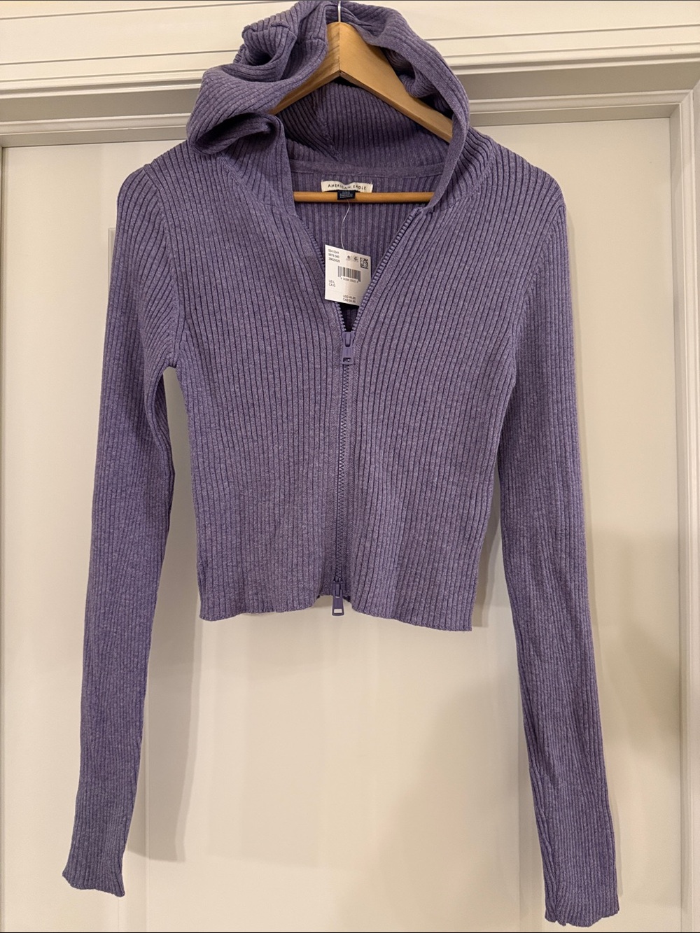 American Eagle Outfitters Women’s Ribbed Zip Hoodie Purple - L NWT